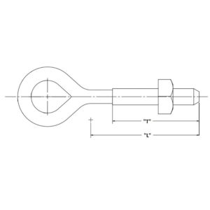 Oval Eyebolts 5/8 Inch Diameter, Minimum Tensile Strength 13,550 Lbs. Dim Drawing Image