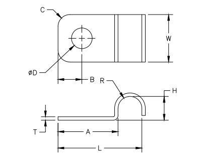 One Hole Cable Clamp Dim Drawing Image